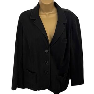 Vintage Y2K Covington Woman Stretch Blazer Soft Knit Shoulder Pads Black 16–18W